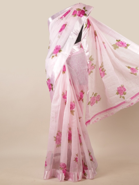 

Pothys Pink & White Floral Saree