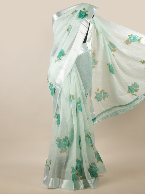 

Pothys Green & Brown Floral Saree
