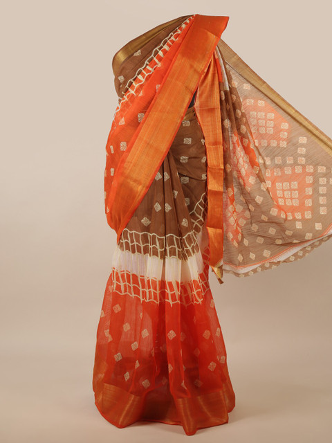 

Pothys Multicoloured Bandhani Printed Zari Saree, Multi