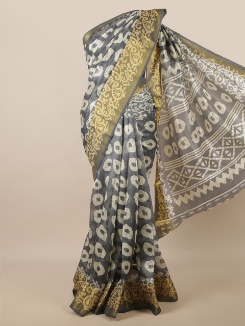 

Pothys Green & White Printed Zari Saree