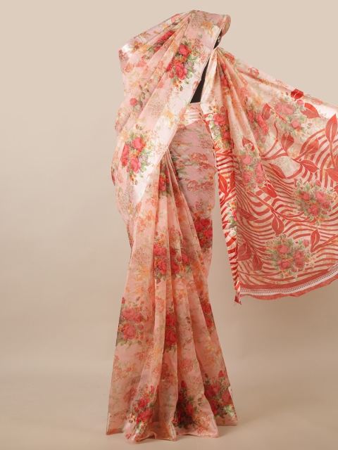 

Pothys Pink & Red Floral Printed Saree