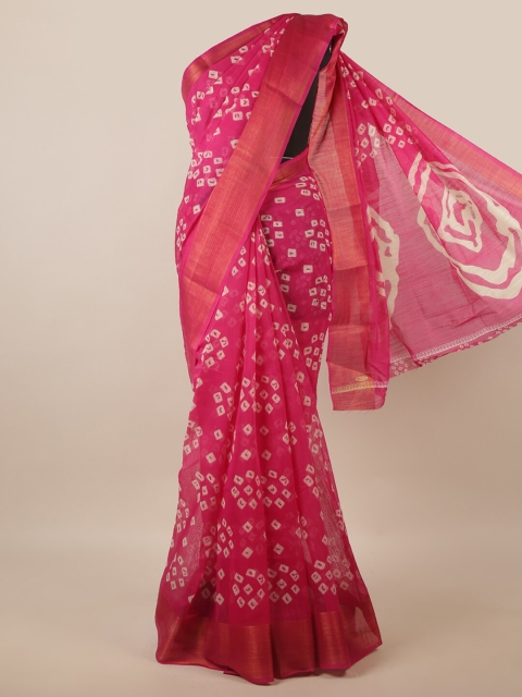 

Pothys Pink Batik Zari Saree
