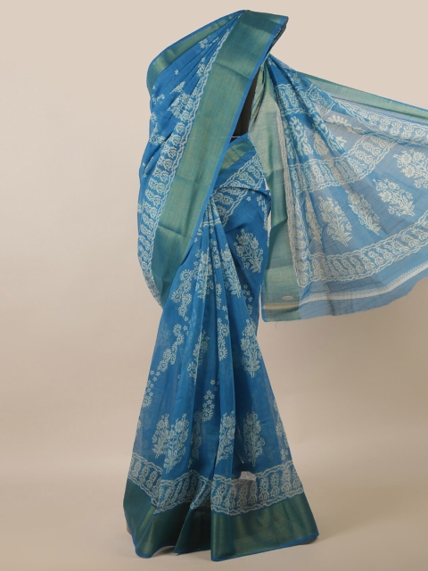

Pothys Blue & White Ethnic Motifs Zari Saree