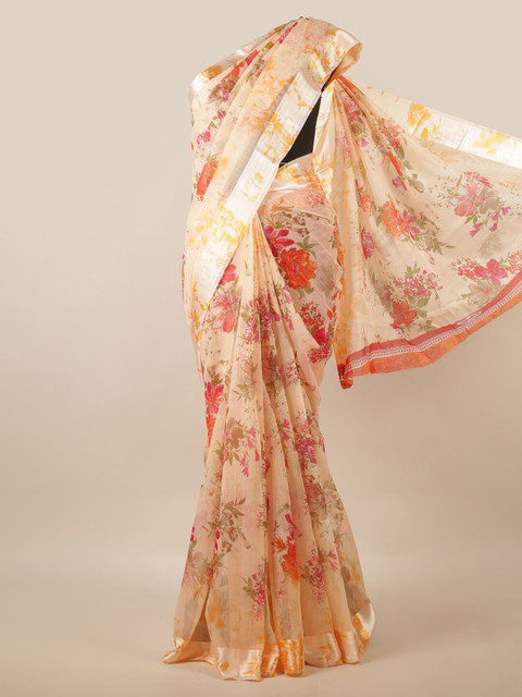 

Pothys Orange & Red Floral Saree