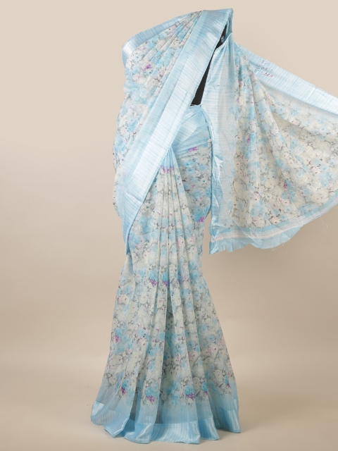 

Pothys Blue & Purple Floral Printed Cotton Blend Saree
