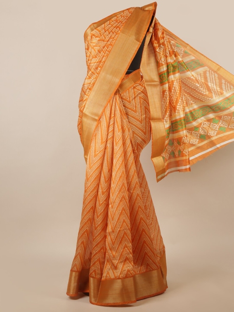 

Pothys Orange & White Printed Saree