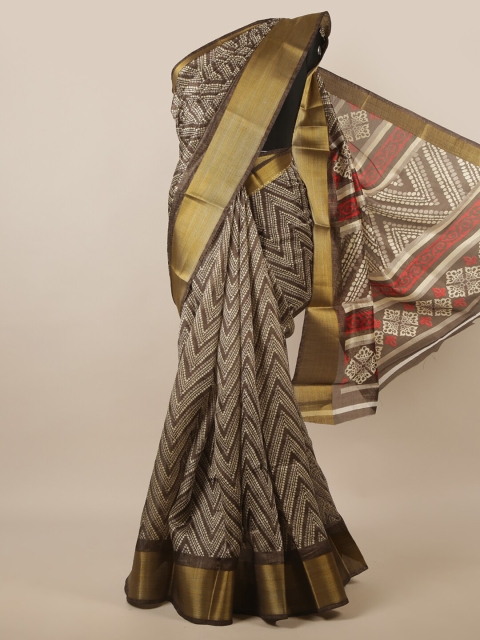 

Pothys Brown & Grey Zari Saree
