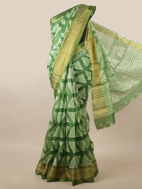 

Pothys Green & Off White Ethnic Motifs Saree