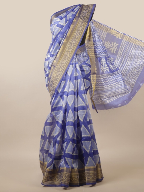 

Pothys Blue & White Printed Saree