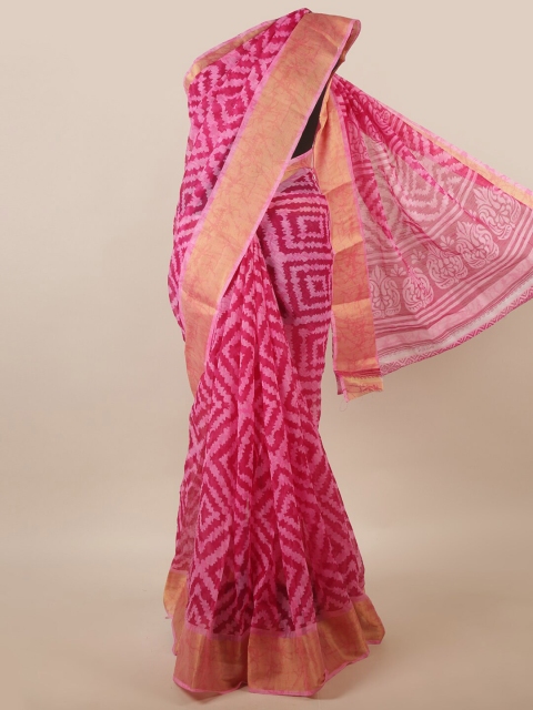 

Pothys Pink & Rose Gold Floral Printed Saree