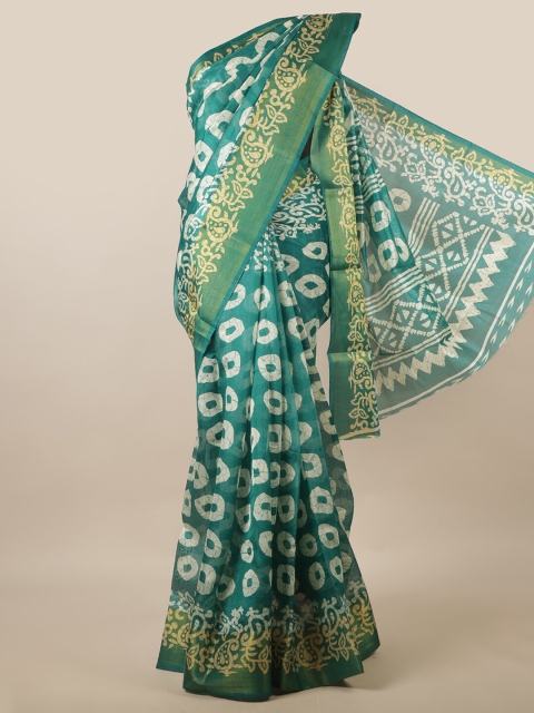 

Pothys Green & Gold Floral Saree