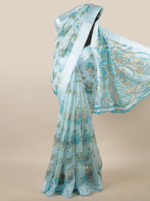 

Pothys Blue & White Floral Zari Saree