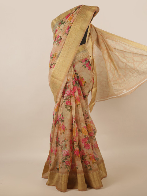 

Pothys Tan Floral Printed Cotton Blend Saree