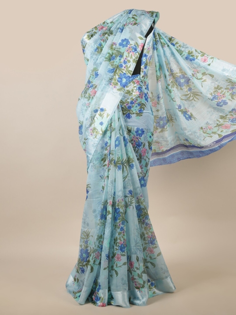 

Pothys Blue & Pink Floral Printed Saree