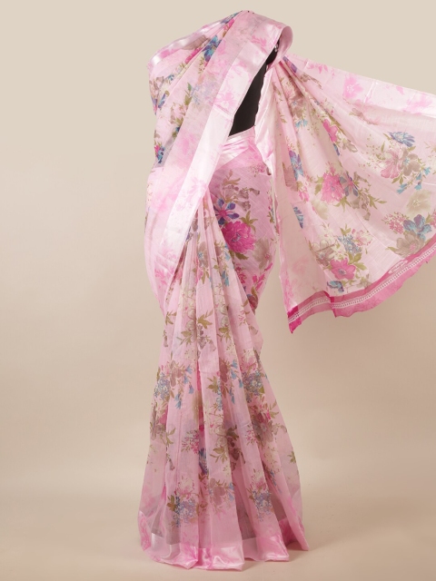 

Pothys Pink & Blue Floral Saree