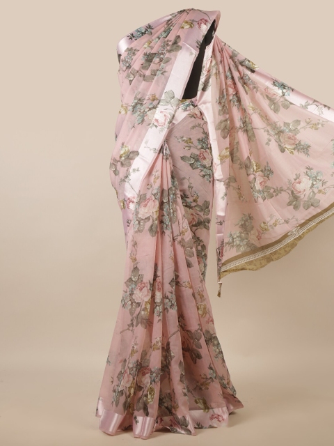 

Pothys Pink Floral Printed Cotton Blend Saree