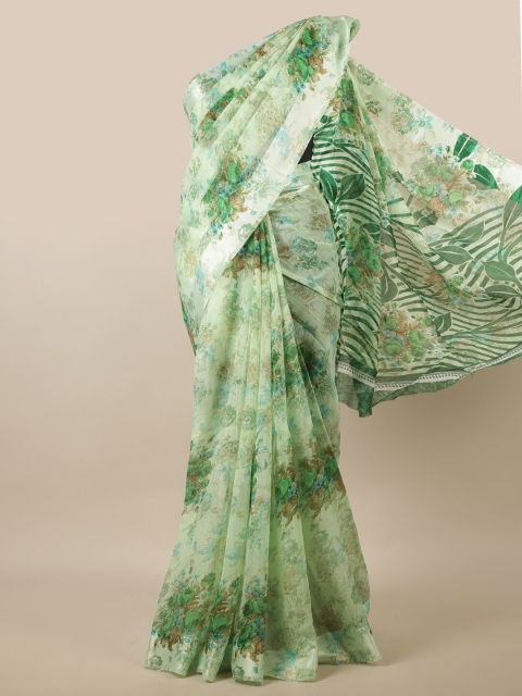 

Pothys Green & Brown Floral Saree