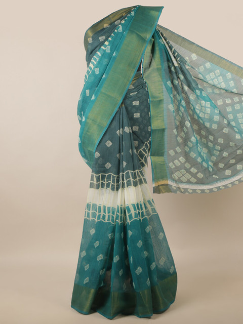 

Pothys Blue & Green Printed Saree