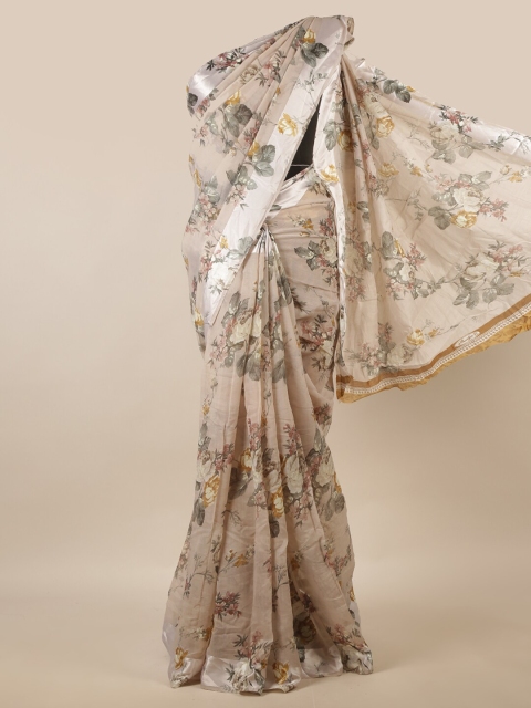 

Pothys Taupe & Grey Floral Saree