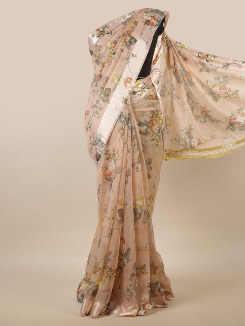 

Pothys Taupe & Grey Floral Printed Saree