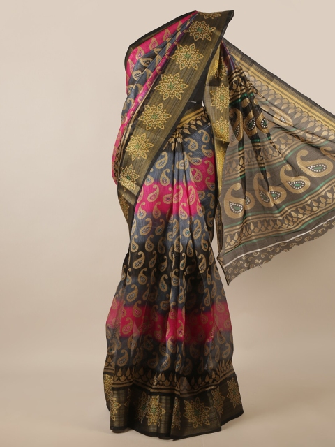 

Pothys Multicoloured Paisley Printed Saree, Multi