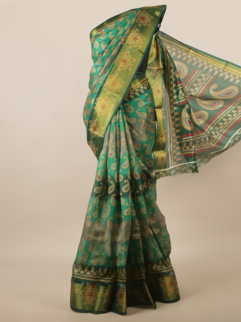 

Pothys Green & Red Paisley Saree