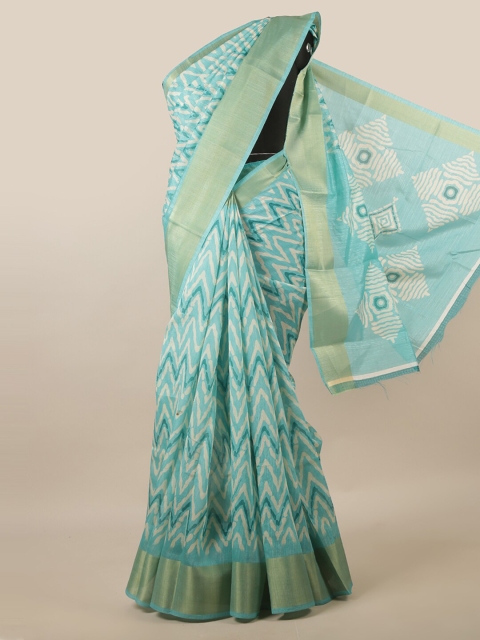 

Pothys Blue & White Printed Zari Saree