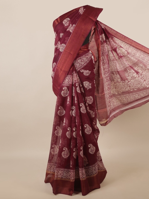 

Pothys Purple & White Ethnic Motifs Zari Saree
