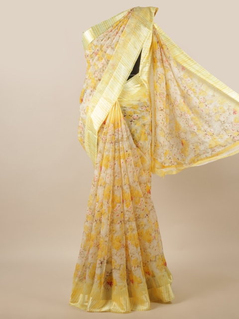 

Pothys Yellow & Pink Floral Saree