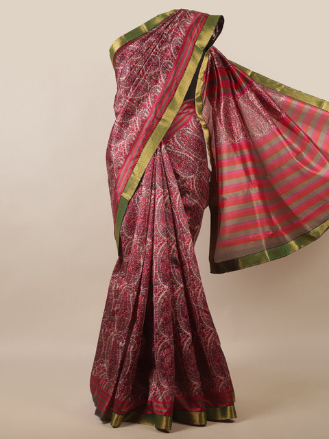 

Pothys Purple & Pink Floral Saree