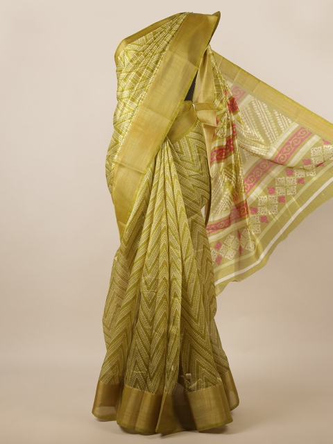 

Pothys Green & Cream-Coloured Printed Zari Saree