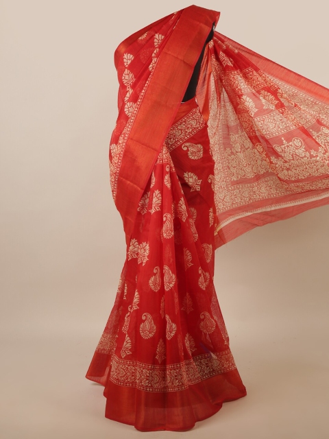 

Pothys Red & White Ethnic Motifs Saree