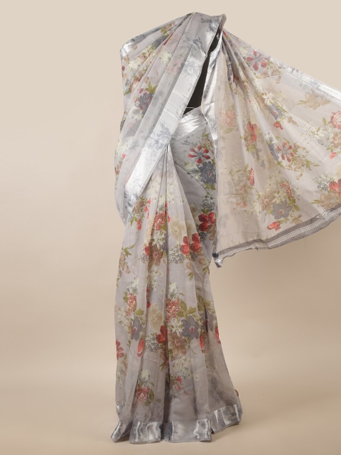 

Pothys Grey & Red Floral Saree
