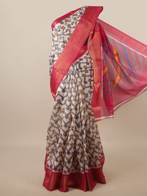 

Pothys Cream-Coloured & Red Printed Saree
