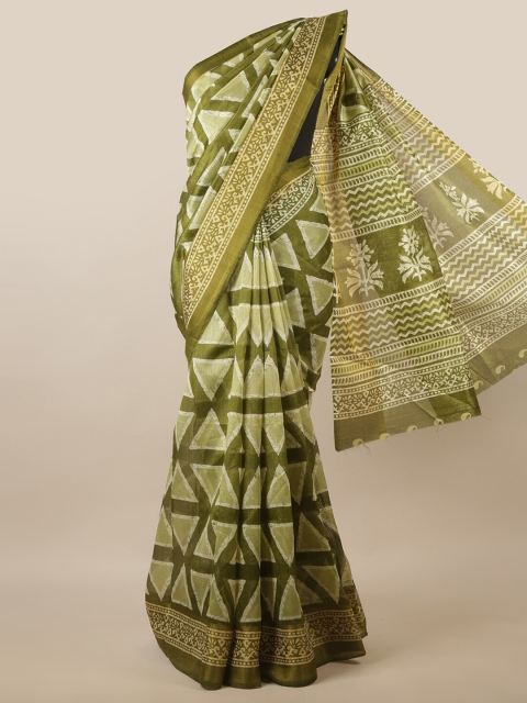 

Pothys Green & White Printed Saree