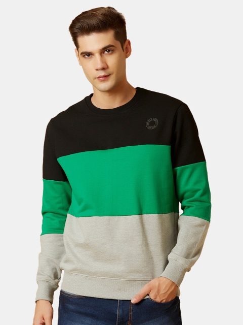 

MARCA Disati Men Black & Green Colourblocked Sweatshirt