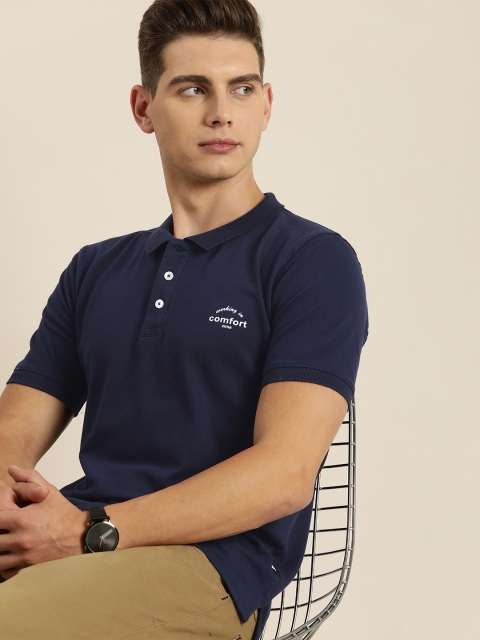 

INVICTUS Men Navy Blue Typography Printed Polo Collar Casual T-shirt