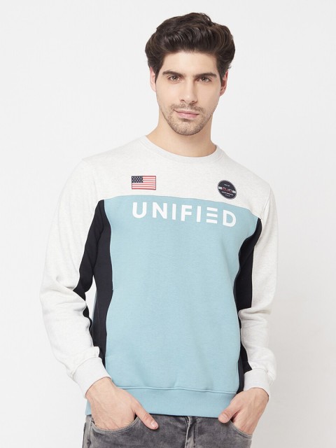 

Octave Men Blue Colourblocked Sweatshirt