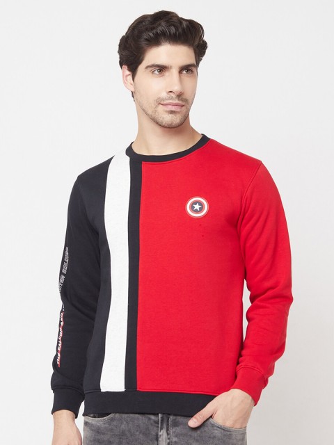 

Octave Men Red & Black Colourblocked Captain America Sweatshirt