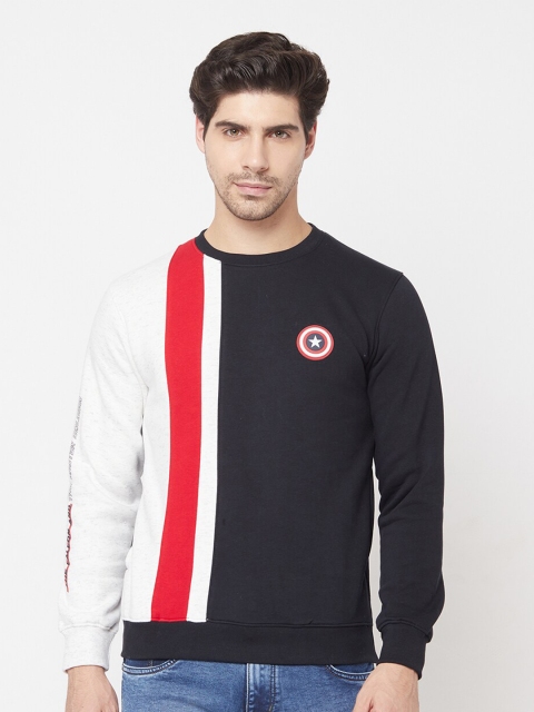 

Octave Men Navy Blue & White Captain America Colourblocked Sweatshirt