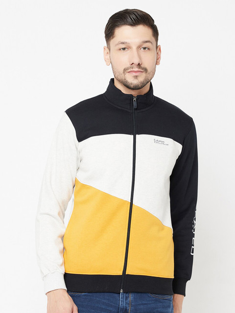 

Octave Men Yellow & White Colourblocked Sweatshirt
