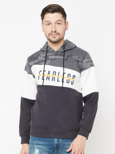 

Octave Men Grey Printed Hooded Sweatshirt