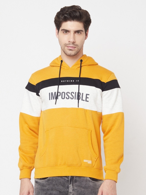 

Octave Men Yellow Colourblocked Hooded Sweatshirt