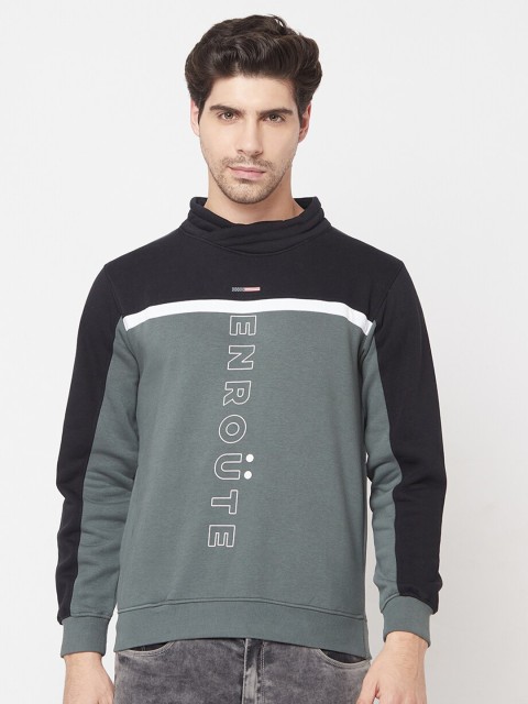 

Octave Men Olive Green Colourblocked Sweatshirt