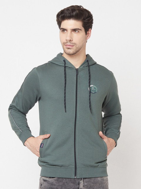 

Octave Men Olive Green Hooded Sweatshirt