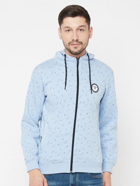 

Octave Men Blue Printed Hooded Sweatshirt