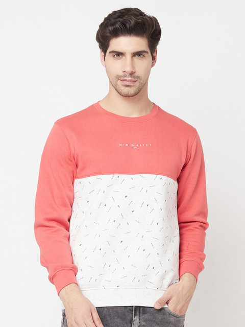 

Octave Men Coral Colorblocked Sweatshirt