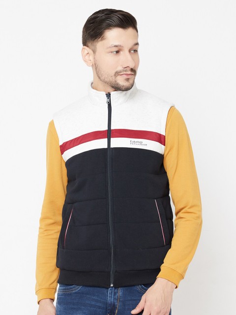 

Octave Men Navy Blue & White Colourblocked Sweatshirt