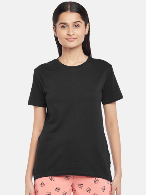 

Dreamz by Pantaloons Women Black Cotton Lounge T-shirt