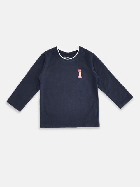 

Pantaloons Baby Boys Navy Blue Pure Cotton T-shirt